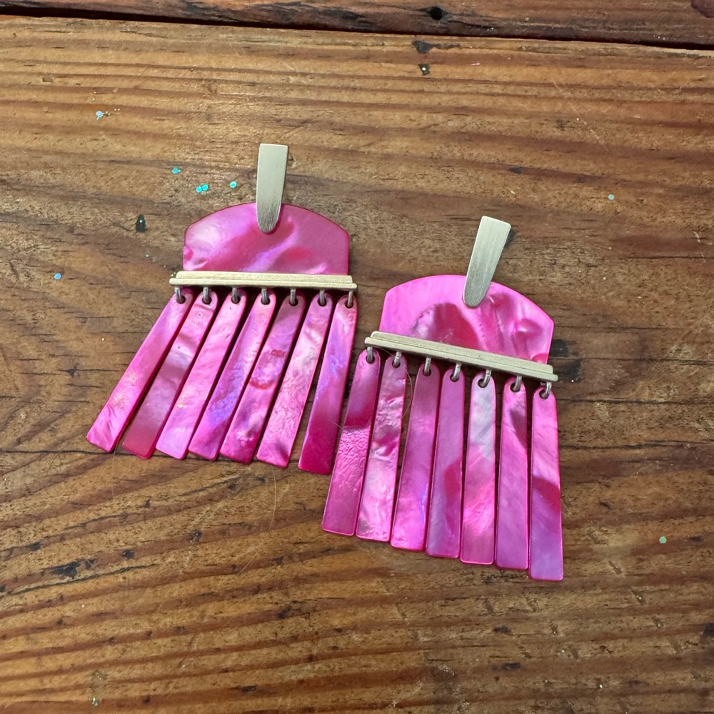 Kendra Scott Pink Fringe Earrings